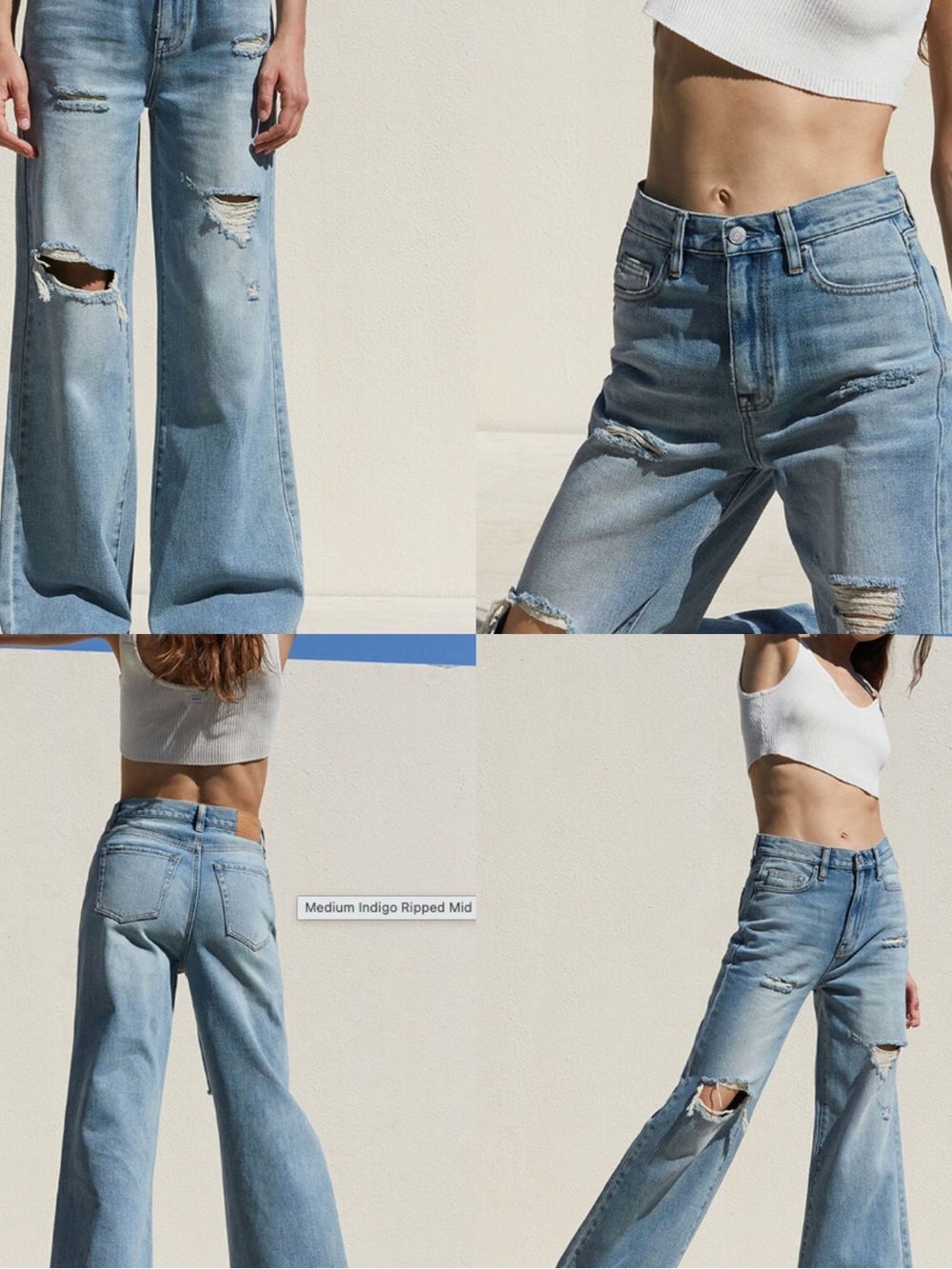 PacSun Light Indigo Distressed Wide-Leg Women's Jeans